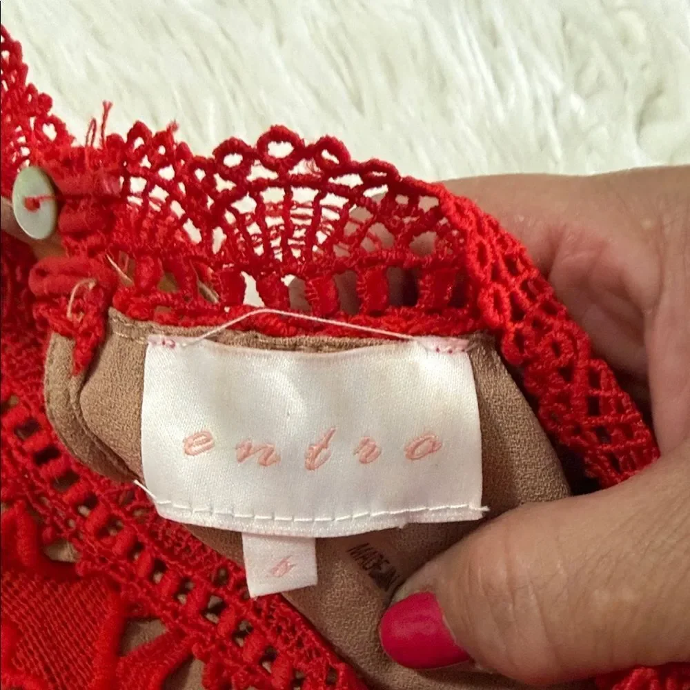 Entro Red Lace Mini Dress Size Small - Picture 5 of 9
